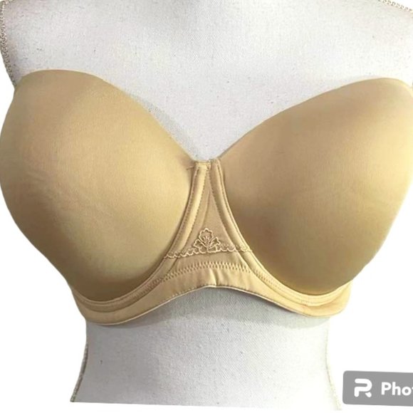 Strapless Underwire Beige Padded Bra - size 38H - Picture 3 of 13